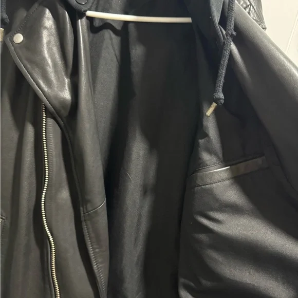 All Saints Renzo Men’s Black Leather Biker Jacket - Picture 3 of 11